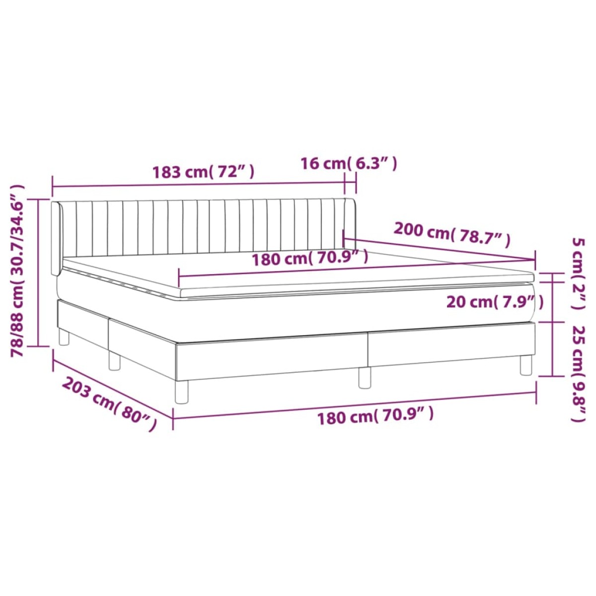 vidaXL Κρεβάτι Boxspring με Στρώμα Ανοιχτό Γκρι 180x200 εκ. Υφασμάτινο
