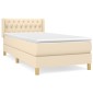 vidaXL Κρεβάτι Boxspring με Στρώμα Κρεμ 90x190 εκ.Υφασμάτινο