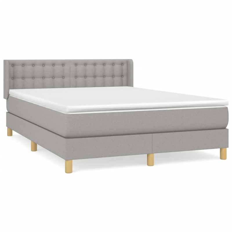 vidaXL Κρεβάτι Boxspring με Στρώμα Ανοιχτό Γκρι 140x200 εκ. Υφασμάτινο