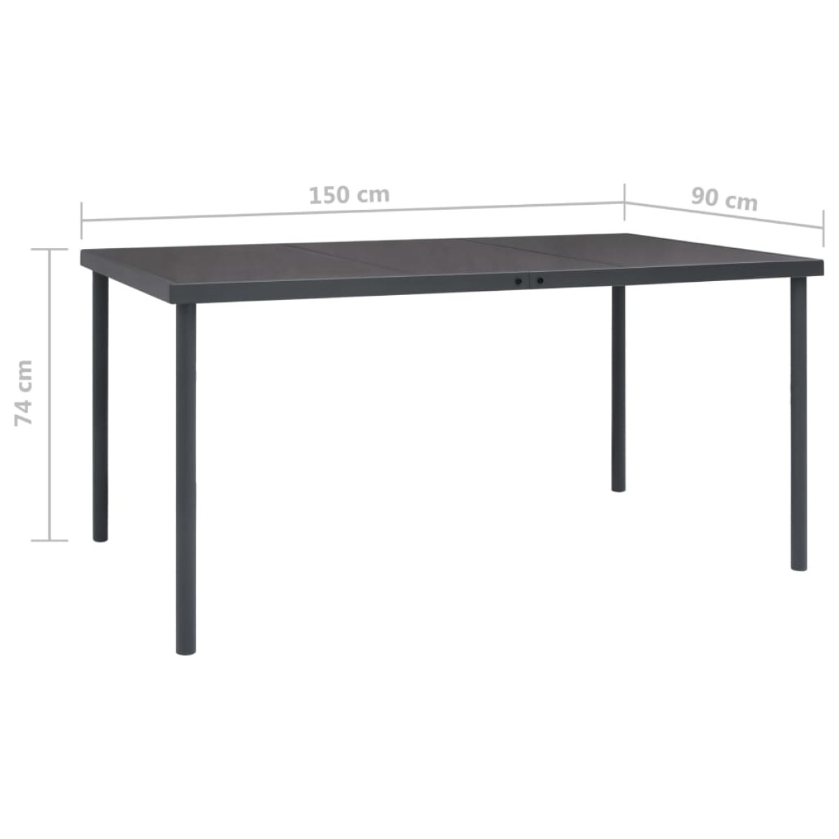 vidaXL Τραπεζαρία Εξωτερικού Χώρου Ανθρακί 150 x 90 x 74 εκ. Ατσάλινη