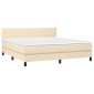 vidaXL Κρεβάτι Boxspring με Στρώμα & LED Κρεμ 180x200 εκ. Υφασμάτινο