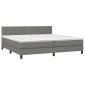 vidaXL Κρεβάτι Boxspring με Στρώμα & LED Σκ.Γκρι 200x200εκ. Υφασμάτινο