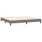 vidaXL Κρεβάτι Boxspring με Στρώμα & LED Σκ.Γκρι 200x200εκ. Υφασμάτινο