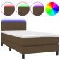 vidaXL Κρεβάτι Boxspring με Στρώμα & LED Σκ.Καφέ 80x200 εκ. Υφασμάτινο