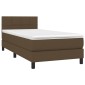 vidaXL Κρεβάτι Boxspring με Στρώμα & LED Σκ.Καφέ 80x200 εκ. Υφασμάτινο
