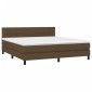 vidaXL Κρεβάτι Boxspring με Στρώμα & LED Σκ.Καφέ 180x200εκ. Υφασμάτινο