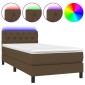 vidaXL Κρεβάτι Boxspring με Στρώμα & LED Σκ.Καφέ 80x200 εκ. Υφασμάτινο
