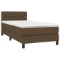 vidaXL Κρεβάτι Boxspring με Στρώμα & LED Σκ.Καφέ 80x200 εκ. Υφασμάτινο