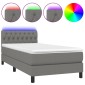 vidaXL Κρεβάτι Boxspring με Στρώμα & LED Σκ.Γκρι 90x200 εκ. Υφασμάτινο