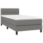 vidaXL Κρεβάτι Boxspring με Στρώμα & LED Σκ.Γκρι 90x200 εκ. Υφασμάτινο