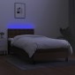vidaXL Κρεβάτι Boxspring με Στρώμα & LED Σκ.Καφέ 80x200 εκ. Υφασμάτινο