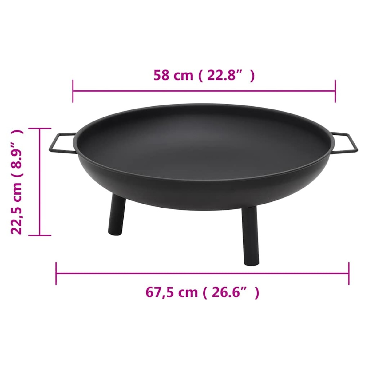 vidaXL Τζάκι Εξωτερικού Χώρου Μαύρο 67,5x58x22,5 εκ. Ατσάλινο