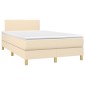 vidaXL Κρεβάτι Boxspring με Στρώμα & LED Κρεμ 120x200 εκ. Υφασμάτινο
