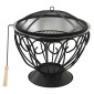 313360 vidaXL 2-in-1 Fire Pit and BBQ with Poker 59x59x60 cm Stainless Steel