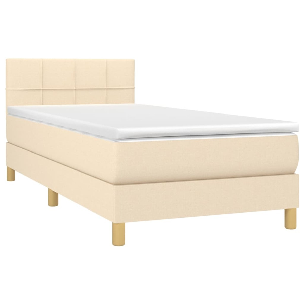 vidaXL Κρεβάτι Boxspring με Στρώμα & LED Κρεμ 90x190 εκ. Υφασμάτινο