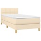 vidaXL Κρεβάτι Boxspring με Στρώμα & LED Κρεμ 90x190 εκ. Υφασμάτινο