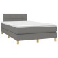 vidaXL Κρεβάτι Boxspring με Στρώμα & LED Σκ.Γκρι 120x200 εκ Υφασμάτινο