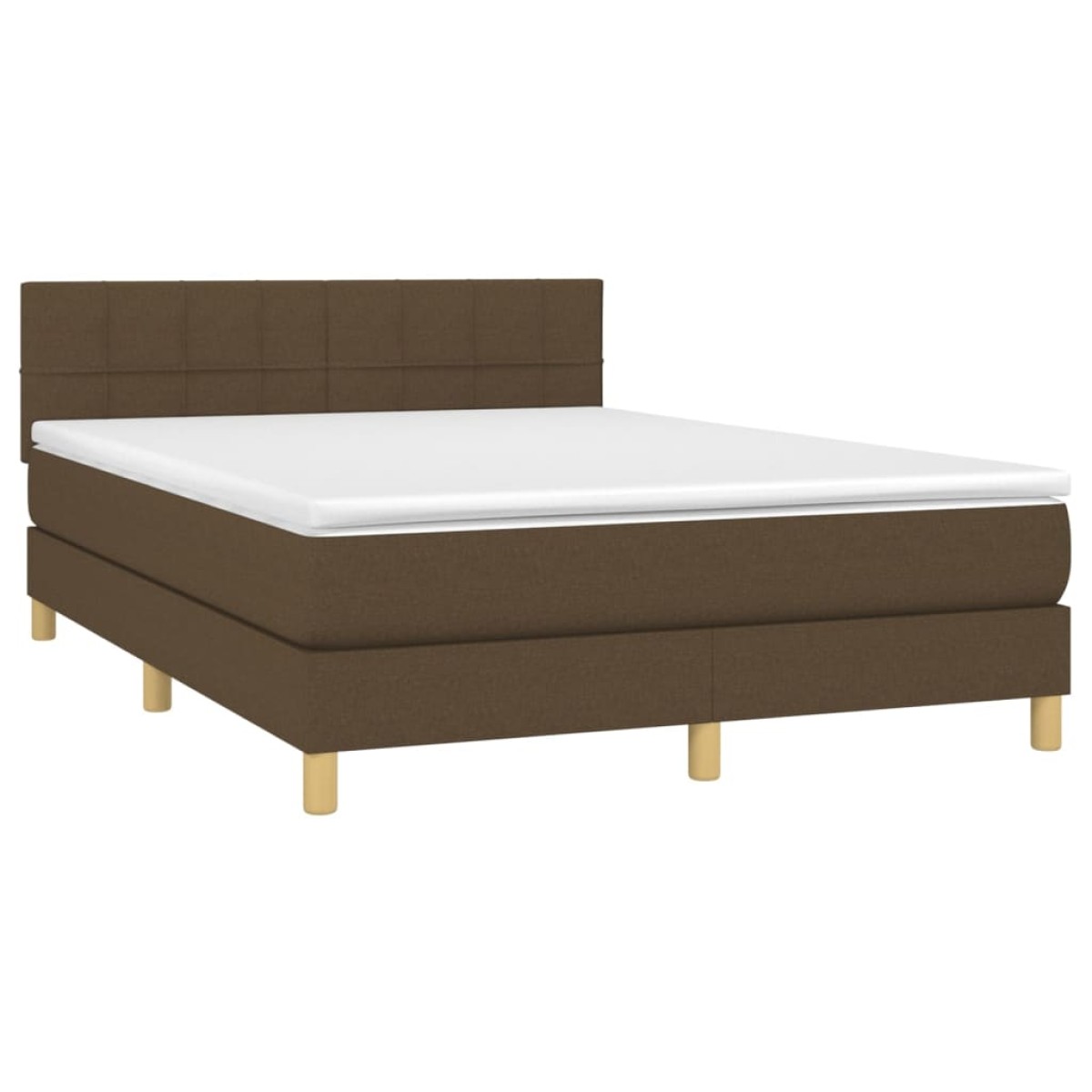 vidaXL Κρεβάτι Boxspring με Στρώμα & LED Σκ.Καφέ 140x190 εκ Υφασμάτινο