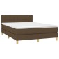 vidaXL Κρεβάτι Boxspring με Στρώμα & LED Σκ.Καφέ 140x190 εκ Υφασμάτινο