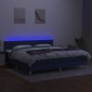 vidaXL Κρεβάτι Boxspring με Στρώμα & LED Μπλε 200x200 εκ. Υφασμάτινο