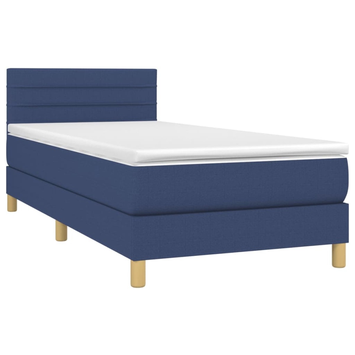 vidaXL Κρεβάτι Boxspring με Στρώμα & LED Μπλε 90x200 εκ. Υφασμάτινο