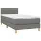 vidaXL Κρεβάτι Boxspring με Στρώμα & LED Σκ.Γκρι 90x200 εκ. Υφασμάτινο