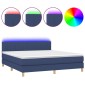 vidaXL Κρεβάτι Boxspring με Στρώμα & LED Μπλε 180x200 εκ. Υφασμάτινο