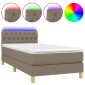 vidaXL Κρεβάτι Boxspring με Στρώμα & LED Taupe 90x200 εκ. Υφασμάτινο