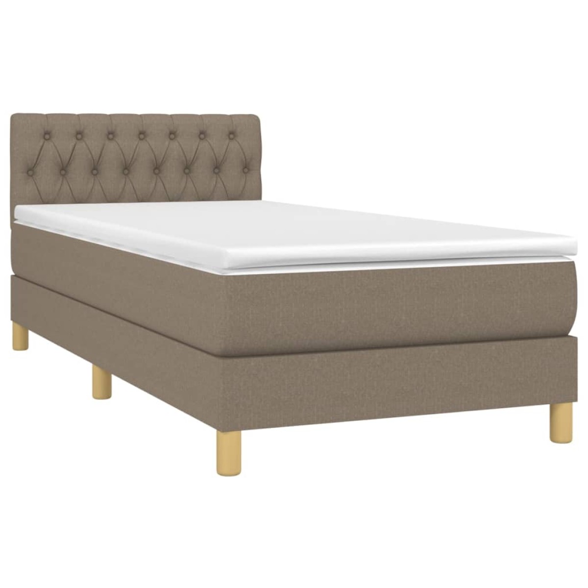 vidaXL Κρεβάτι Boxspring με Στρώμα & LED Taupe 90x200 εκ. Υφασμάτινο