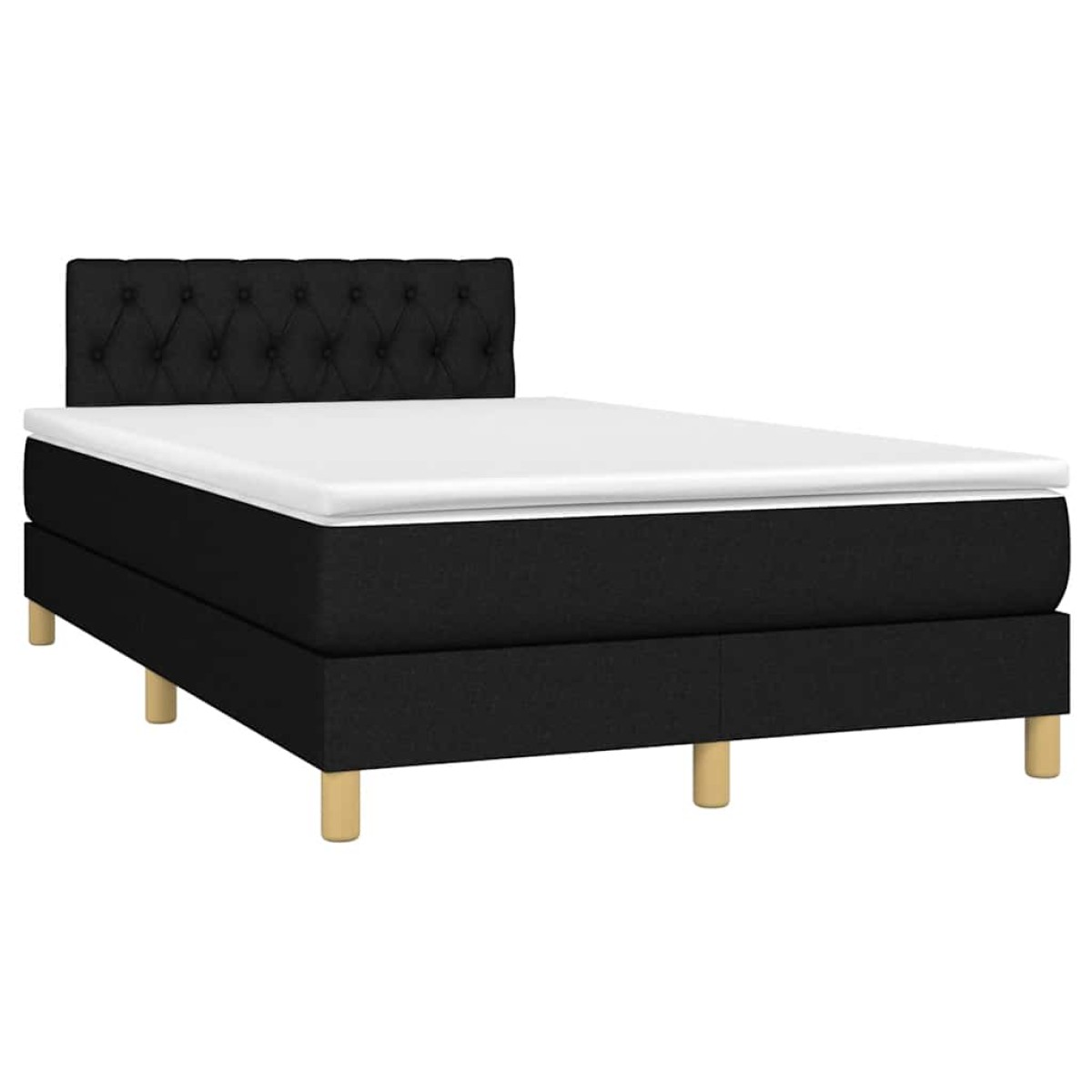 vidaXL Κρεβάτι Boxspring με Στρώμα & LED Μαύρο 120x200 εκ. Υφασμάτινο
