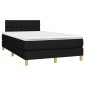 vidaXL Κρεβάτι Boxspring με Στρώμα & LED Μαύρο 120x200 εκ. Υφασμάτινο