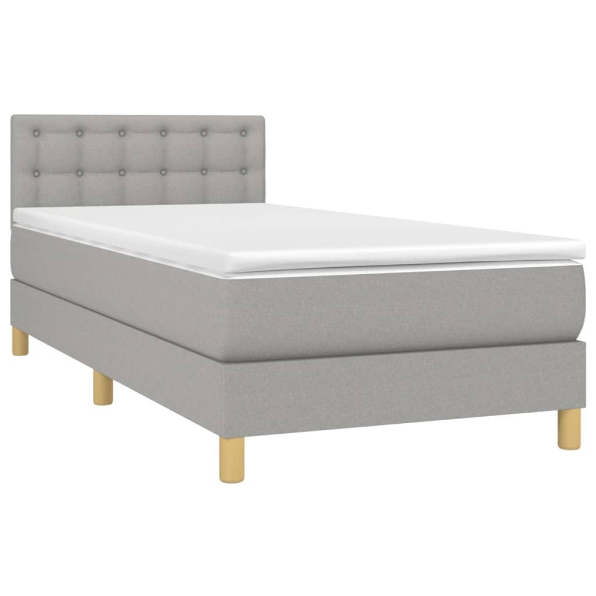 vidaXL Κρεβάτι Boxspring με Στρώμα & LED Αν.Γκρι 90x190 εκ. Υφασμάτινο