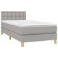 vidaXL Κρεβάτι Boxspring με Στρώμα & LED Αν.Γκρι 90x190 εκ. Υφασμάτινο