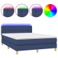 vidaXL Κρεβάτι Boxspring με Στρώμα & LED Μπλε 140x190 εκ. Υφασμάτινο