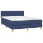 vidaXL Κρεβάτι Boxspring με Στρώμα & LED Μπλε 140x190 εκ. Υφασμάτινο
