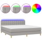 vidaXL Κρεβάτι Boxspring με Στρώμα & LED Αν.Γκρι 160x200 εκ Υφασμάτινο