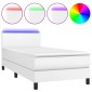 vidaXL Κρεβάτι Boxspring με Στρώμα & LED Λευκό 80x200 εκ. Συνθ. Δέρμα