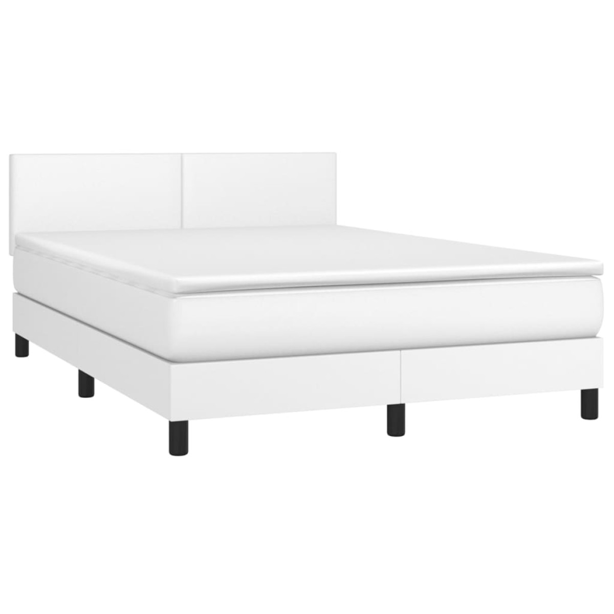 vidaXL Κρεβάτι Boxspring με Στρώμα & LED Λευκό 140x200 εκ. Συνθ. Δέρμα