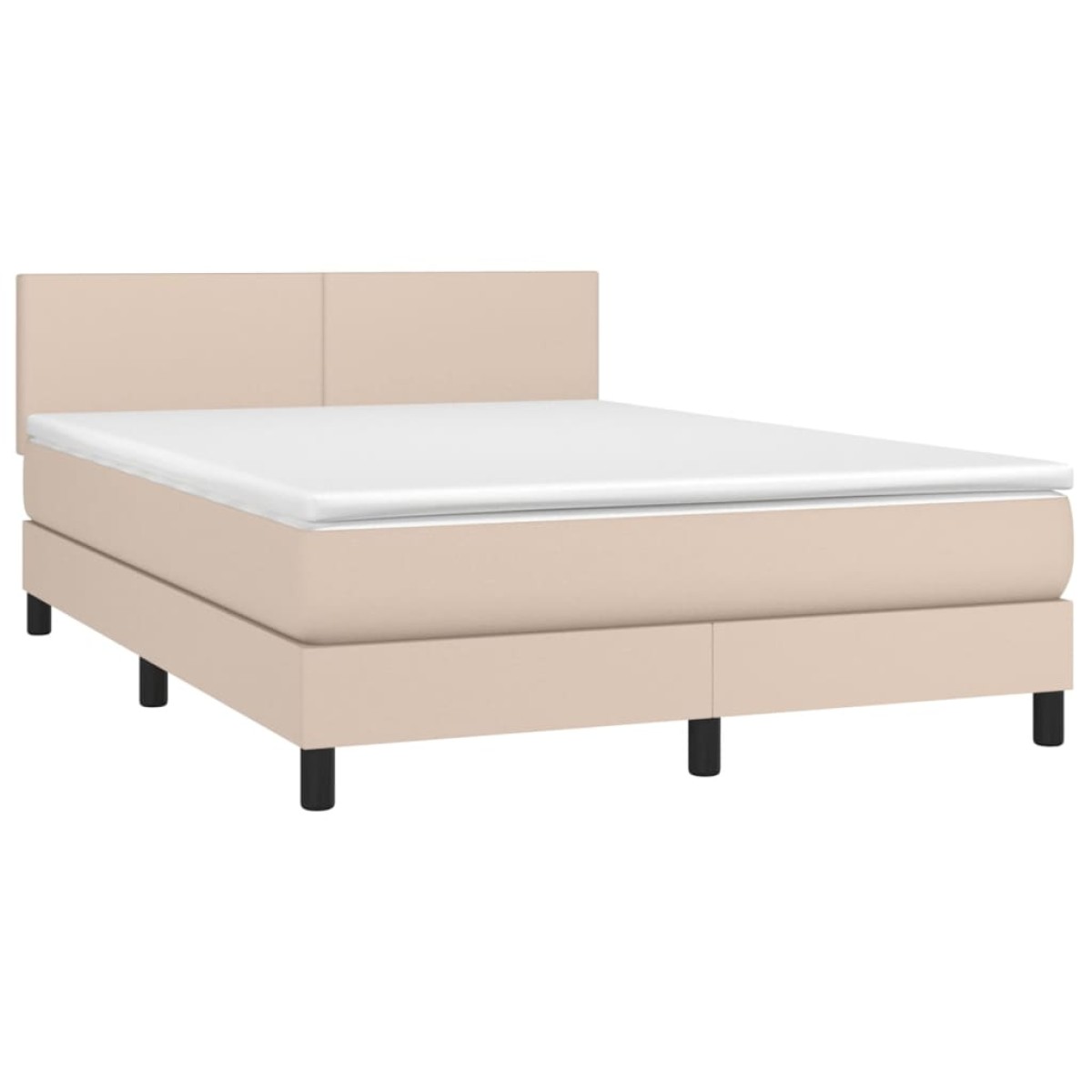 vidaXL Κρεβάτι Boxspring Στρώμα&LED Καπουτσίνο 140x200 εκ. Συνθ. Δέρμα