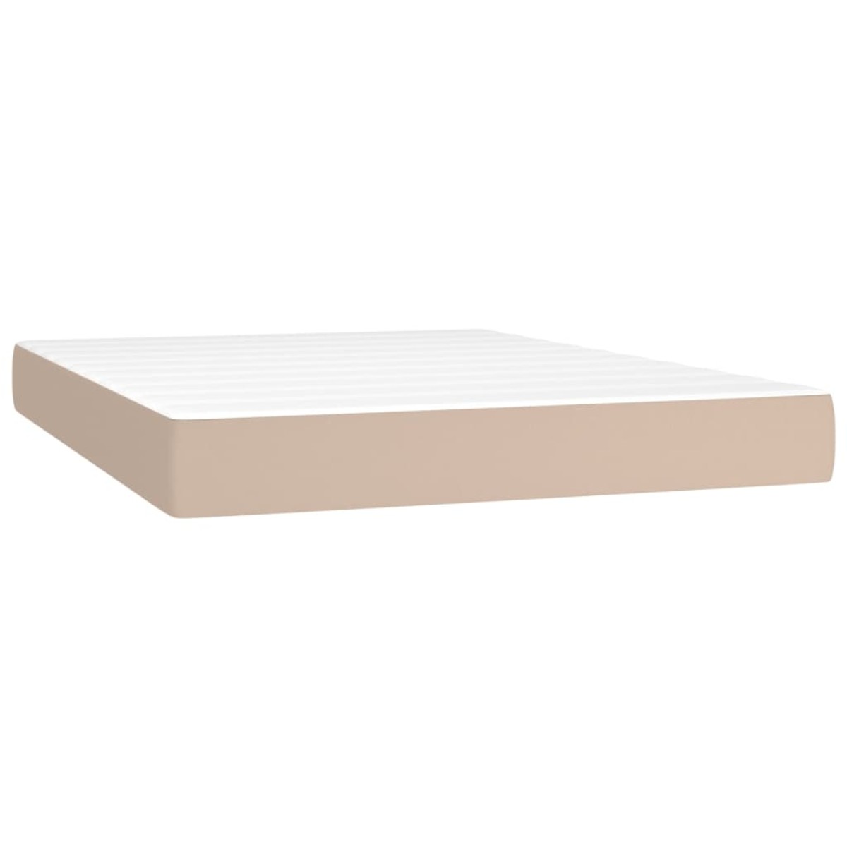 vidaXL Κρεβάτι Boxspring Στρώμα&LED Καπουτσίνο 140x200 εκ. Συνθ. Δέρμα