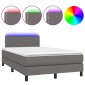 vidaXL Κρεβάτι Boxspring με Στρώμα & LED Γκρι 120x200 εκ. Συνθ. Δέρμα