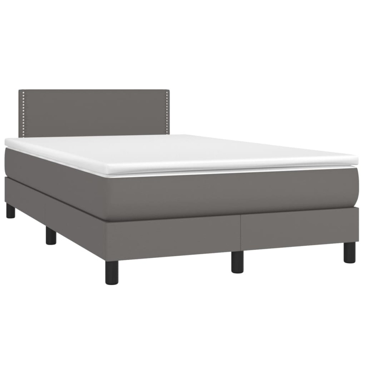 vidaXL Κρεβάτι Boxspring με Στρώμα & LED Γκρι 120x200 εκ. Συνθ. Δέρμα
