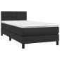 vidaXL Κρεβάτι Boxspring με Στρώμα & LED Μαύρο 100x200 εκ. Συνθ. Δέρμα