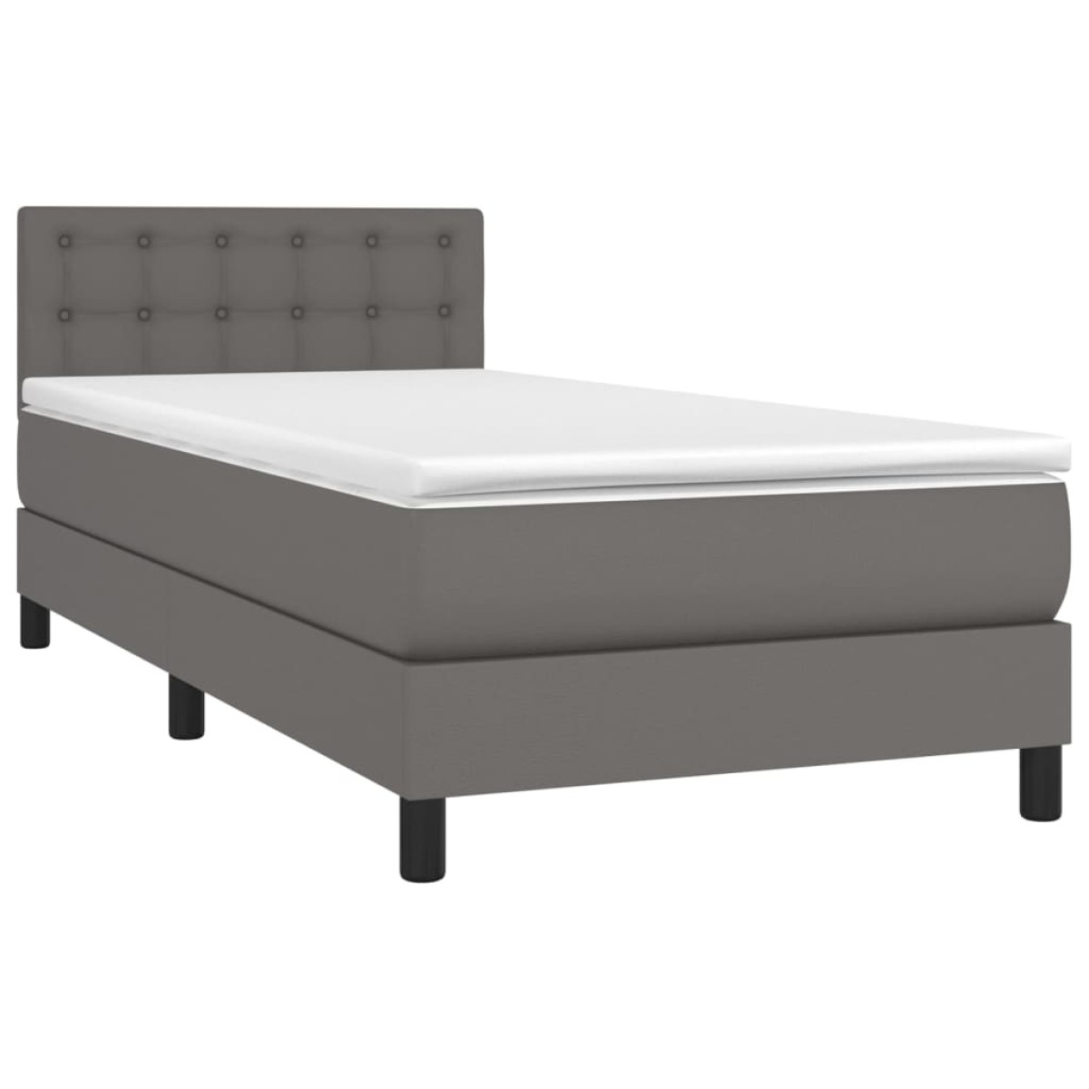 vidaXL Κρεβάτι Boxspring με Στρώμα & LED Γκρι 100x200 εκ. Συνθ. Δέρμα