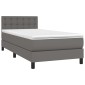 vidaXL Κρεβάτι Boxspring με Στρώμα & LED Γκρι 100x200 εκ. Συνθ. Δέρμα