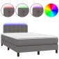 vidaXL Κρεβάτι Boxspring με Στρώμα & LED Γκρι 120x200 εκ. Συνθ. Δέρμα