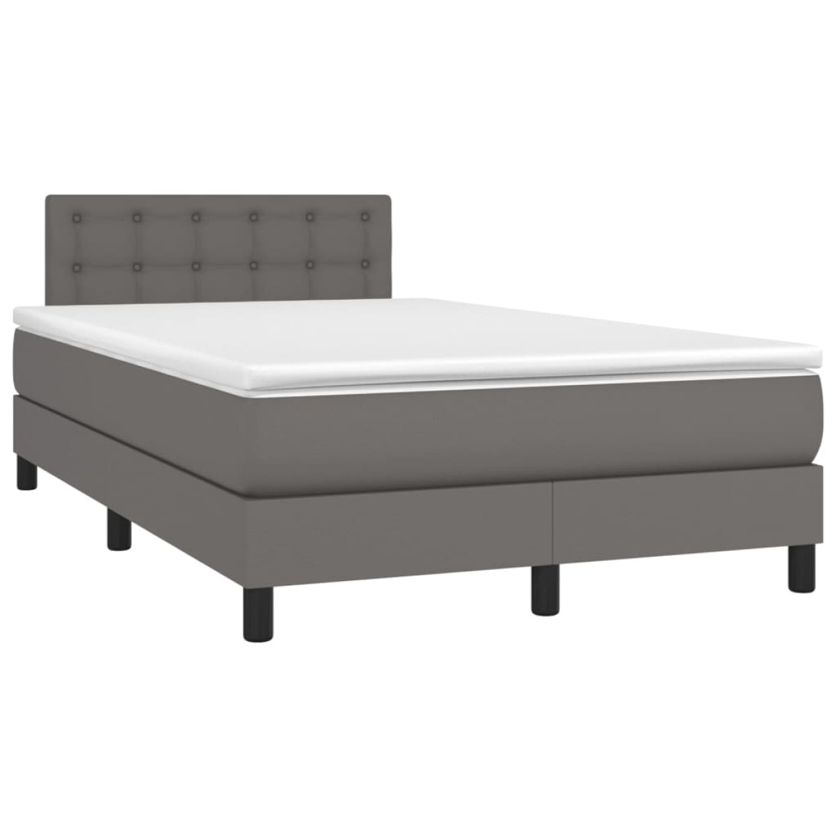 vidaXL Κρεβάτι Boxspring με Στρώμα & LED Γκρι 120x200 εκ. Συνθ. Δέρμα