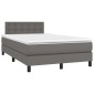 vidaXL Κρεβάτι Boxspring με Στρώμα & LED Γκρι 120x200 εκ. Συνθ. Δέρμα