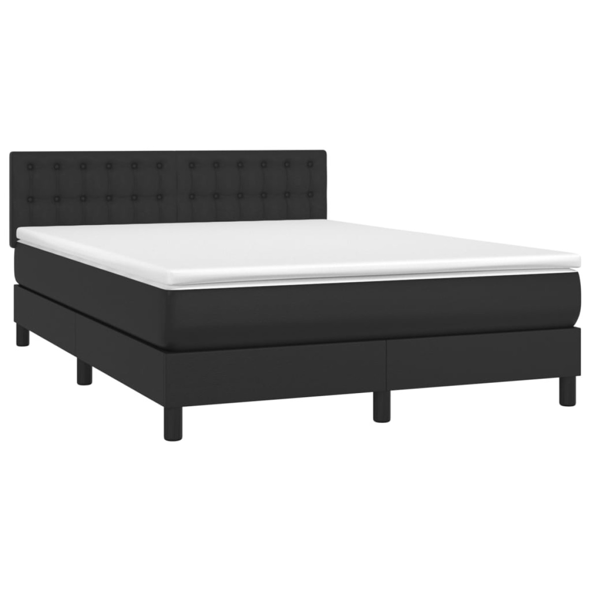 vidaXL Κρεβάτι Boxspring με Στρώμα & LED Μαύρο 140x190 εκ. Συνθ. Δέρμα