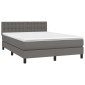 vidaXL Κρεβάτι Boxspring με Στρώμα & LED Γκρι 140x200 εκ. Συνθ. Δέρμα